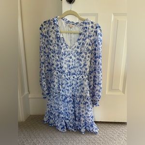 Skies are blue- blue and white floral mini dress